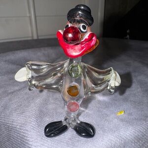 Murano Red and‎ Black Glass Arms open clown  Art Sculpture